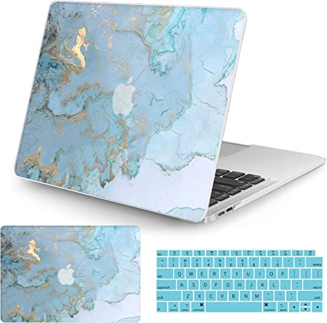 Watbro Compatible with 2022 Release MacBook Air 13.6 Inch Case M2 Chip Model A2681 ,Colorful Marble Case with Keyboard Cover Skin for MacBook Air 2022 with Touch ID