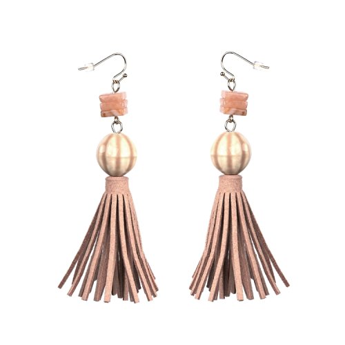 Mosong Jewels Square Semi Precious Stone & Suede Cord Tassels Dangling & Drop Earrings Jewelry For Womens