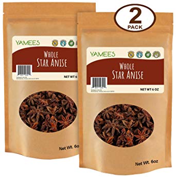 Yamees Star Anise – Star Anise Pods – Anise Star – Anise Whole – Star Anise Whole - Bulk Spices – 2 Pack of 6 Ounce Each