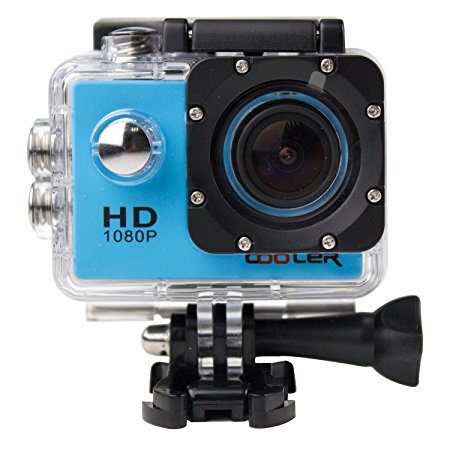 KIPTOP 12MP 1080P Blue Underwater Waterproof Camera, Sports Action Bicycle Helmet Recorder   Free Stands/Mounts/Casing