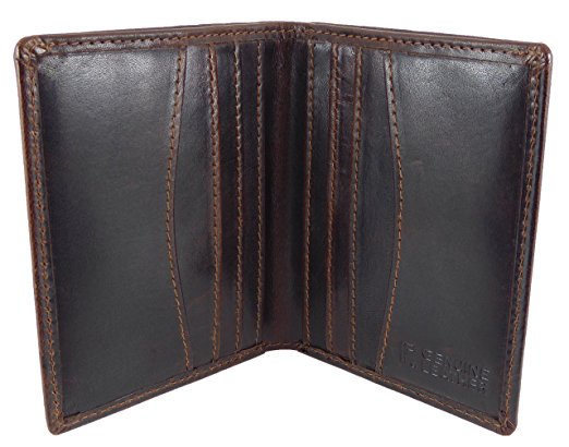 Mens Quality Slimline Leather RFID Protected Credit Card Holder and Note Wallet (Brown)