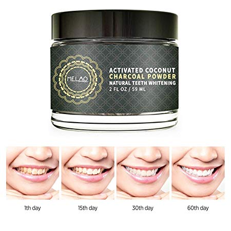 Teeth Whitening Powder, 2FL OZ Organic Bamboo Activated Charcoal Powder Teeth Whitener, Safety Tooth Powder to Remove Coffee, Tea, Wine and Tobacco Stains, Food Grade Powder