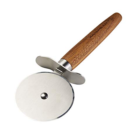 Rachael Ray Cucina Stainless Steel Pizza Cutter/Pizza Wheel, Acacia Wood Handle