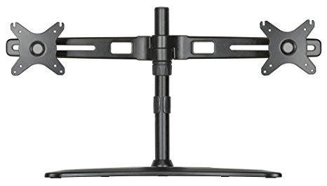 DoubleSight Dual Monitor Easy Stand, Universal Vesa Mount, Free Standing, Fully Adjustable Height, Tilt, Pivot, accomodates up to 27" LED LCD Monitors, VESA Bracket 75mm & 100mm, (model: DS-227STN)