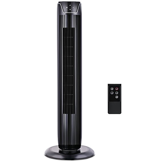 Fan, Tower Fan Oscillating with LED Display, 3  Speeds and Modes, Remote Control, 7h Programmed Timer, 36-Inch, by Pelonis