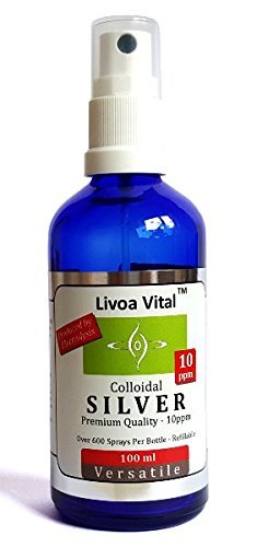 Colloidal Silver Spray 10ppm/100ml - Nano Hydrosol Water Bottle - Natural Antibiotics Antiseptic Antibacterial Antiviral Antifungal Liquid - Immune Support Booster - Highest Quality Attained Through Special Process - Premium Purity Level 99.99% - For Humans, Pets and Plants!