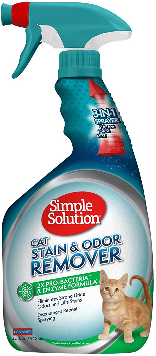 Simple Solution Cat Stain and Odor Remover Spray Bottle, 32-Ounce