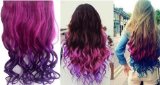 SUMERSHA Fashion Sexy Two Tone Long Curlcurlywavy Clip in Hair Extensions Pieces Wig Girls Shade Hot Pink to Dark Purple