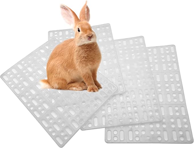 4 Pcs Rabbit Feet Pad Plastic Bunny Cage Floor Mat Foot Resting Hole Leak Water Nest Mat Pet for Small Animal Hamster Rat Chinchilla Guinea Pig Cats Dogs (White)