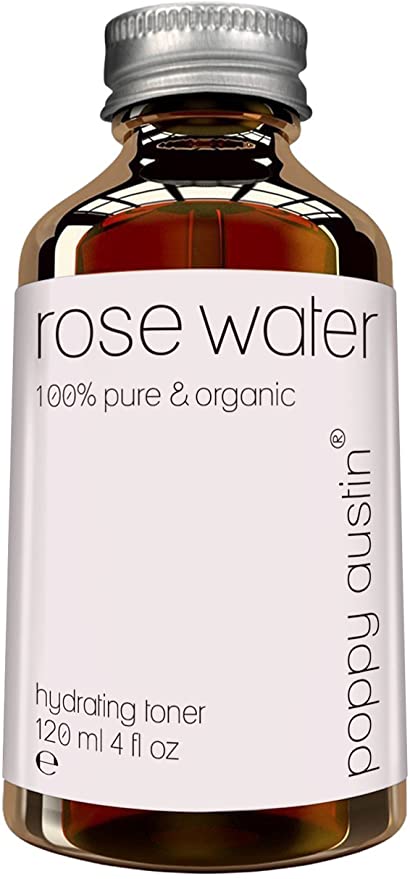 Pure Rose Water Facial Toner by Poppy Austin - Vegan Certified, Cruelty-Free & Organic - Finest, Triple Purified Moroccan Rosewater for Skin, 4 oz