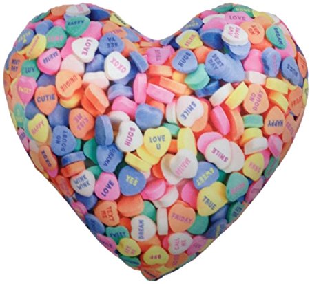 iscream Love-ly! Conversation Candy Hearts Shaped 16.5" x 14.5" Photoreal Microbead Pillow