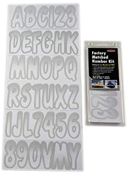 Hardline Products Series 200 Factory Matched 3-Inch Boat & PWC Registration Number Kit, White/Silver