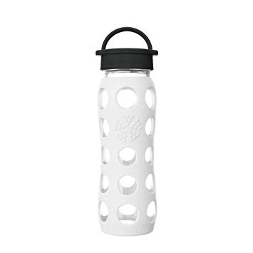 Lifefactory 22-Ounce BPA-Free Glass Water Bottle with Classic Cap and Silicone Sleeve, Optic White