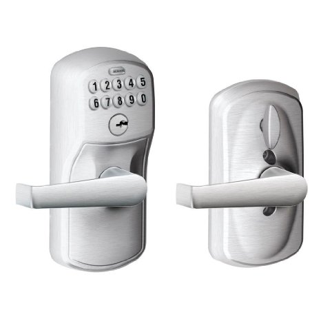 Schlage FE595 PLY 626 ELA Plymouth Keypad Entry with Flex-Lock and Elan Style Levers, Brushed Chrome