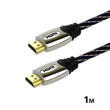 HDMI cable, Kinps 18 Gbps Ethernet HDMI Cable(1m), HDMI cable 4K with Gold and Black Thick Nylon Braided Cable, HDMI cable v2.0/1.4a, 3D and HDTV Data and audio Transmission.