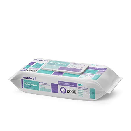 Organic Baby Wipes by MADE OF - Soothing Soft for Sensitive Skin and Eczema - NSF Organic and EWG Verified - Made in USA - Fragrance Free/Unscented (3 Pack)