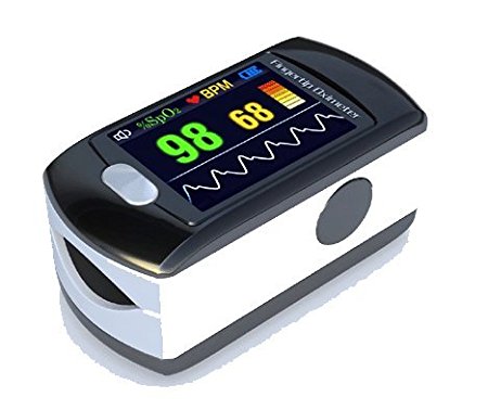 Contec Full-Colour OLED USB Finger Pulse Oximeter & Heart Rate Monitor w/ 24hr Memory, Lanyard, 3pin UK USB Adapter & Full Analysis Software