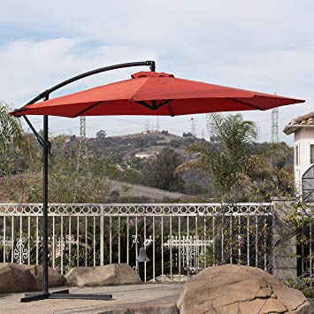 Belleze Outdoor Patio Umbrella UV Resistant Sun Tent Canopy Hand Crank Tilt Cantilever Octagonal Shape 10ft, Orange