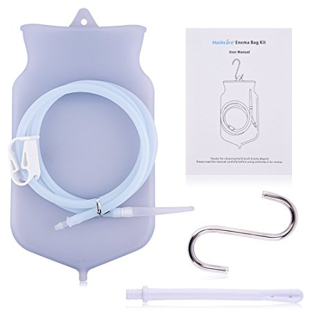 HailiCare Enema Bag Sets for Colon Cleansing with Silicone Hose - 2 Quart, Open Top - Reusable for Home, Douche, Coffee & Water Colon Cleansing/Detox Enemas