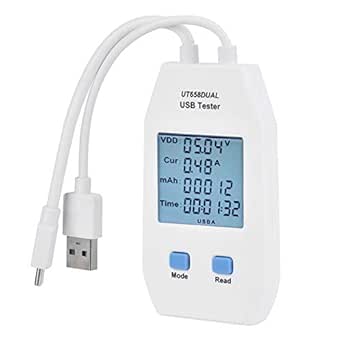 LCD USB Tester Digital Voltmeter Ammeter Detector, LCD Power Capacity Tester Voltage and Amps Power Meter Power Capacity Tester Meter for Cable Measurement to Inspect USB