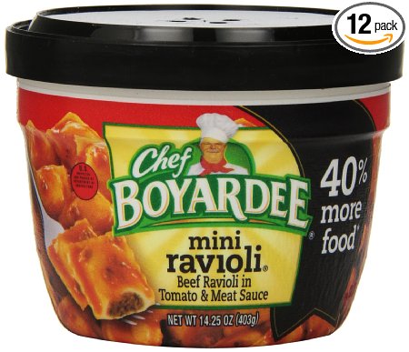 Chef Boyardee Mini Beef Ravioli, 14.25-Ounce Microwavable Bowls (Pack of 12)