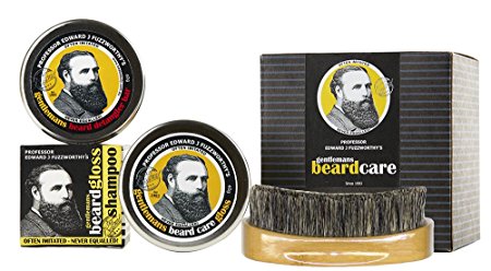 Professor Fuzzworthy BIG Beard Kit for Men Gift Pack | 100% Natural Original Beard SHAMPOO BAR Beard Gloss & Beard Conditioner | Bass Beard Brush Boar Bristle | Organic Australian Essential Plant Oils