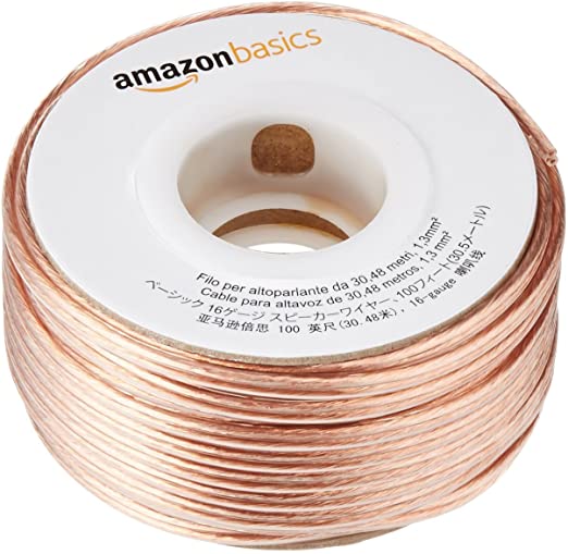 Amazon Basics 100ft 16-Gauge Audio Stereo Speaker Wire Cable, 100 Feet