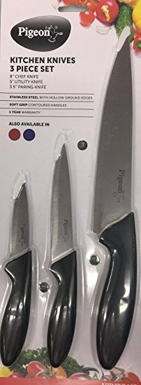 Pigeon Kitchen Knives Set, 3-Pieces (Colours may vary)