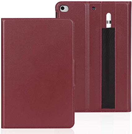 iPad Mini 5 Case 2019/iPad Mini 4 Case, FYY Luxury Cowhide Genuine Leather Tablet Case with [Apple Pencil Holder][Auto Sleep/Wake] Folio Cover for iPad Mini 5th/ 4th Generation Wine Red