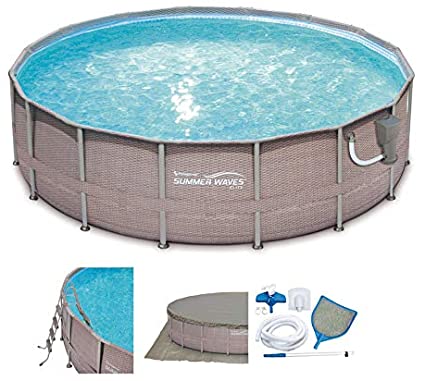 Summer Waves 18ft x 48in Above Ground Frame Pool Set with Filter Pump & Ladder