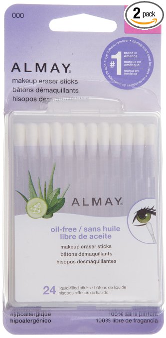 Almay Oil-Free Makeup Eraser Sticks, 24 Count (Pack of 2)