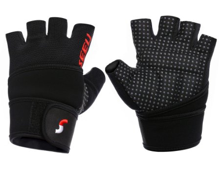 2-Fitness Womens Mens Fitness Weight Lifting Glove with Long Wrist Wrap Support
