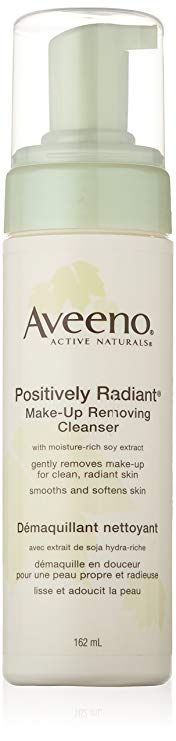 Aveeno Face Wash, Positively Radiant Makeup Remover Facial Cleanser, 162 mL