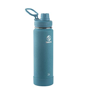 Takeya Actives Insulated Stainless Steel Water Bottle with Spout Lid, 24 oz, Azure