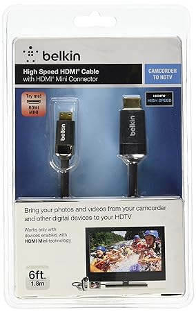 Belkin HDMI To Mini HDMI High Speed Cable (Supports HDMI-Enabled Devices with MINI HDMI port), HDMI 2.0 / 4K Compatible, 6 Feet