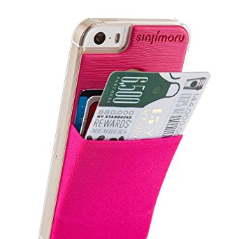 iPhone SE Wallet Case, Sinjimoru iPhone SE / 5 / 5sCase with Card Holder, Transparent Clear Hard Case Slim Wallet, Sinji Pouch Case for iPhone SE / 5 / 5s, Hot Pink
