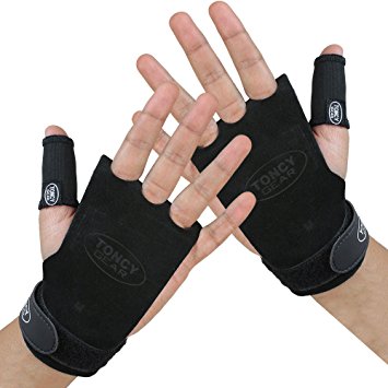 WODPower Crossfit Gloves: Molded Leather Hand Grips with Bonus Thumb Sleeve Provide Comfort and Protect Your Palms From Rips & Tears– Cross Training Gloves with Gymnastics Grips – Guaranteed Fit