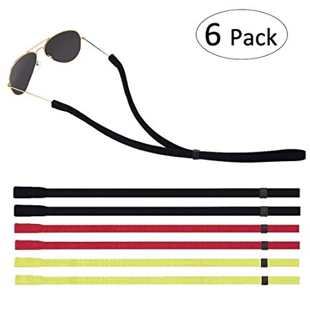 Lelife Glasses Strap Sunglass Straps Eye Glasses String Holder Set of 6 (2XRed 2XGreen 2XBlack)