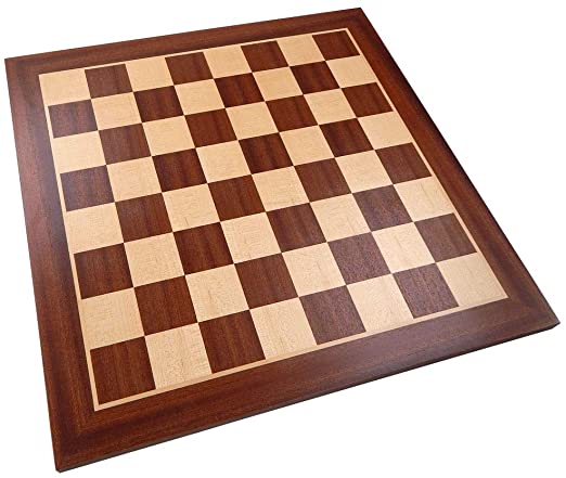 Brunswick Chess Board with Inlaid Sapele Wood, Extra Large 19 x 19 Inch, Chessboard Only