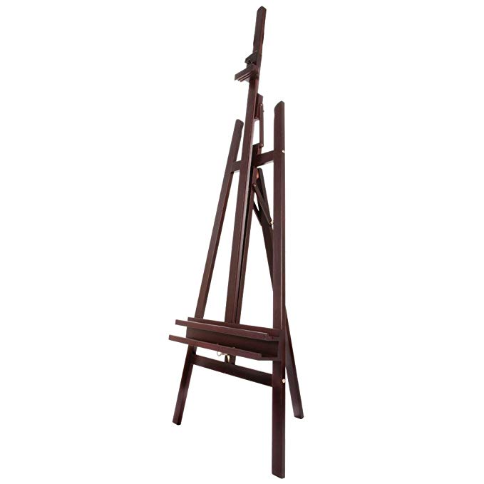 SoHo Urban Artist Lyre Wooden A-Frame Art Easel Floor Display Easel Folds Flat 26" wide by 30" deep by 96" high - Rich Finish