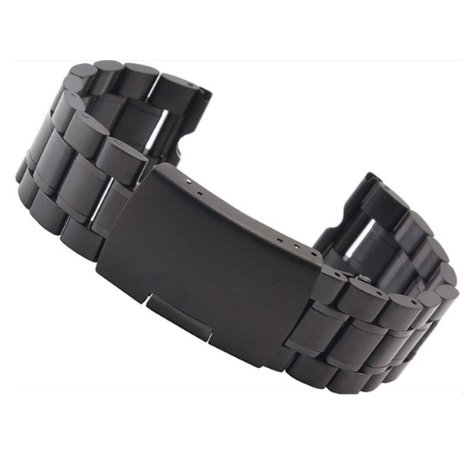 Teliqi Black 22mm Stainless Steel Metal Watch Band Strap Bracelet for Motorola Moto 360