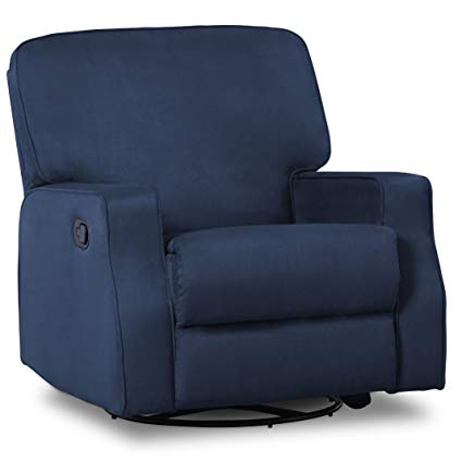 Delta Children Caleb Nursery Recliner Glider Swivel Chair, Navy