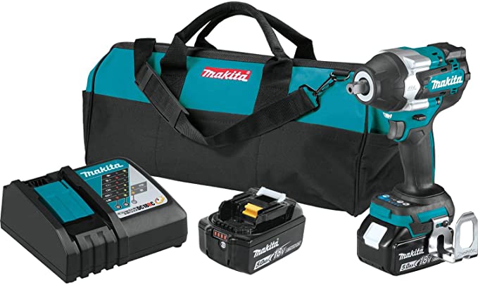 Makita XWT18T 18V LXT® Lithium-Ion Brushless Cordless 4-Speed Mid-Torque 1/2" Sq. Drive Impact Wrench Kit w/ Detent Anvil (5.0Ah)