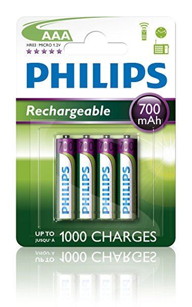 Philips Rechargeable Battery AAA - 700mAh (4 Batteries)