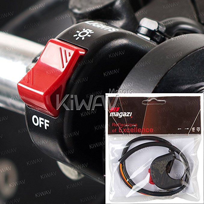 KiWAV fog light switch On/Off black 12v DC electrical system 7/8" handlebar