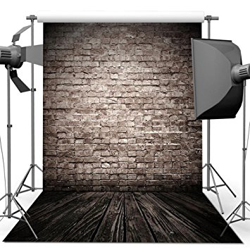 ANVOT Photography Backdrop 5 x 7 FT/1.5 x 2.1 M Retro Brick Wall Wood Floor Backdrop Background For Photography Studio Video Shooting