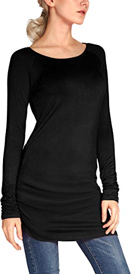 Urban CoCo Women's Casual T-Shirt Long Sleeve Solid Tunic Tops Slim Fit