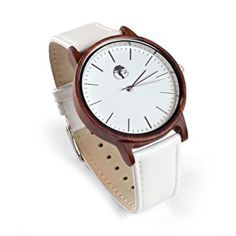 Viable Harvest Real Sandalwood Watch White Face and Leather Band