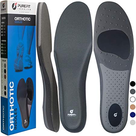 Arch Support Insoles for Men Women, PureFit Plantar Fasciitis Memory Foam Shoe Inserts, Orthotic Insoles Relieve Flat Feet Pain, Running Athletic Work Boot Pad, Like Walking on a Cloud (Grey, XL)