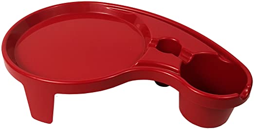 Arron Kelly - Party Pals - One Handed Drink Holder, Napkin, Cutlery & Food Serving Tray with Hidden Handle - Dark Red - Breakfast Table for 1